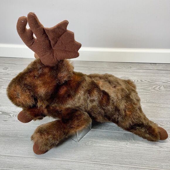 Vintage 1992 MJC PurrFection Moose Plush 20in Brown Floppy Laying Stuffed Animal - Picture 1 of 12